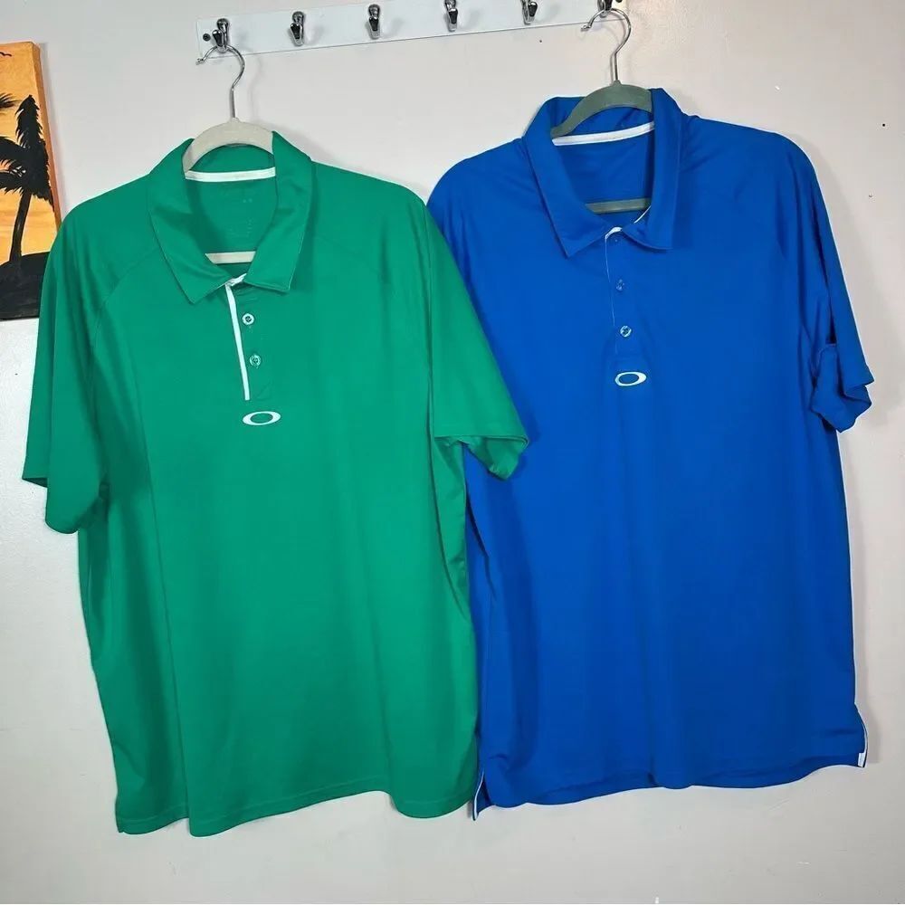 Oakley Men's Green and Blue Polo Shirts